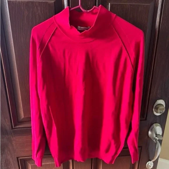 NWT Peter Millar Womens Rouge Hepburn Stripe Sport Turtleneck Sweater XL Red - Picture 2 of 5